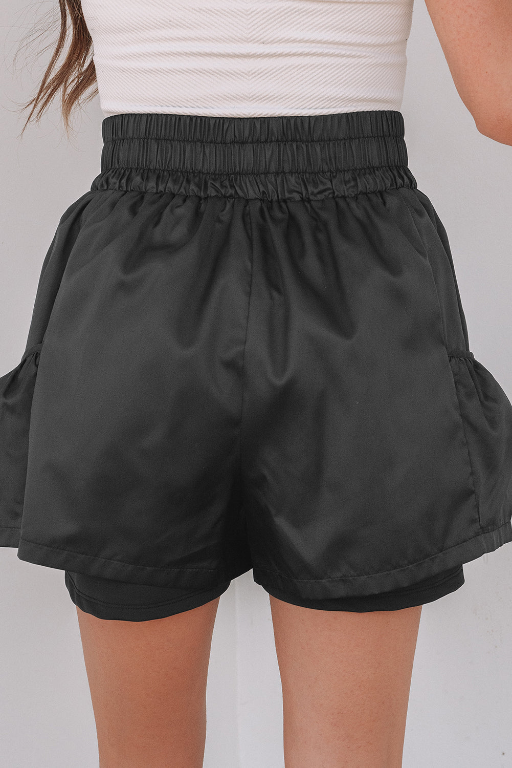 Maxine Elastic High Waist Pocketed Casual Shorts